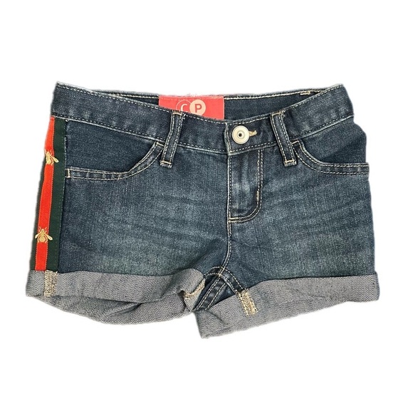 Other - Kid’s Roll Cuff Denim Shorts W/ Bee Stripe Ribbon